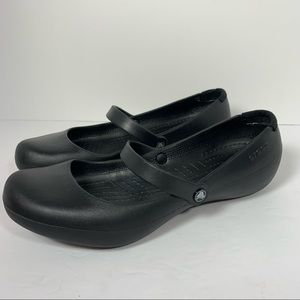 Crocs Black Mary Jane Slip-resistant slip on flats; Women's 9